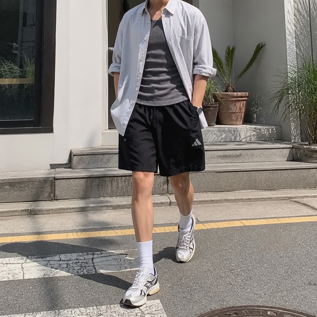 adidas 블랙 쓰리라인 데일리 쇼츠