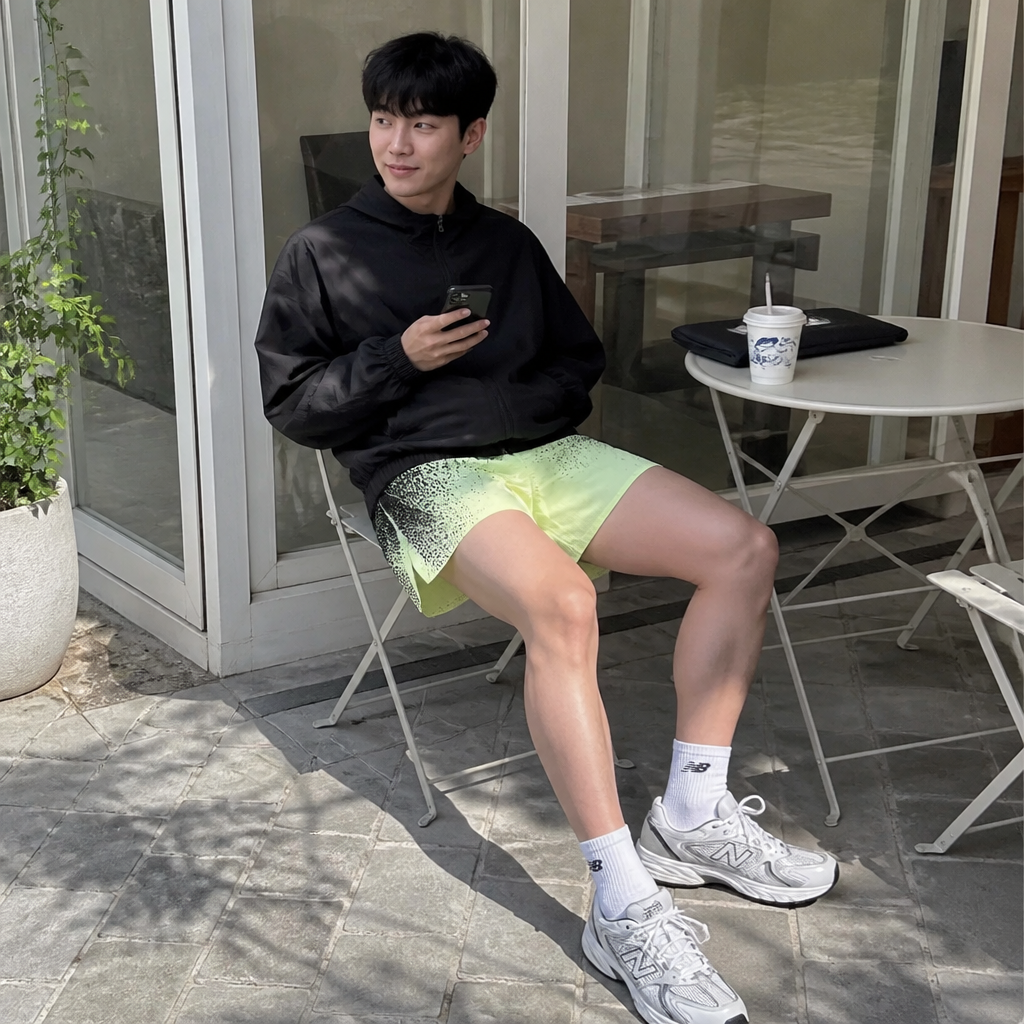 New Balance 라임 그라데이션 초경량 러닝 쇼츠