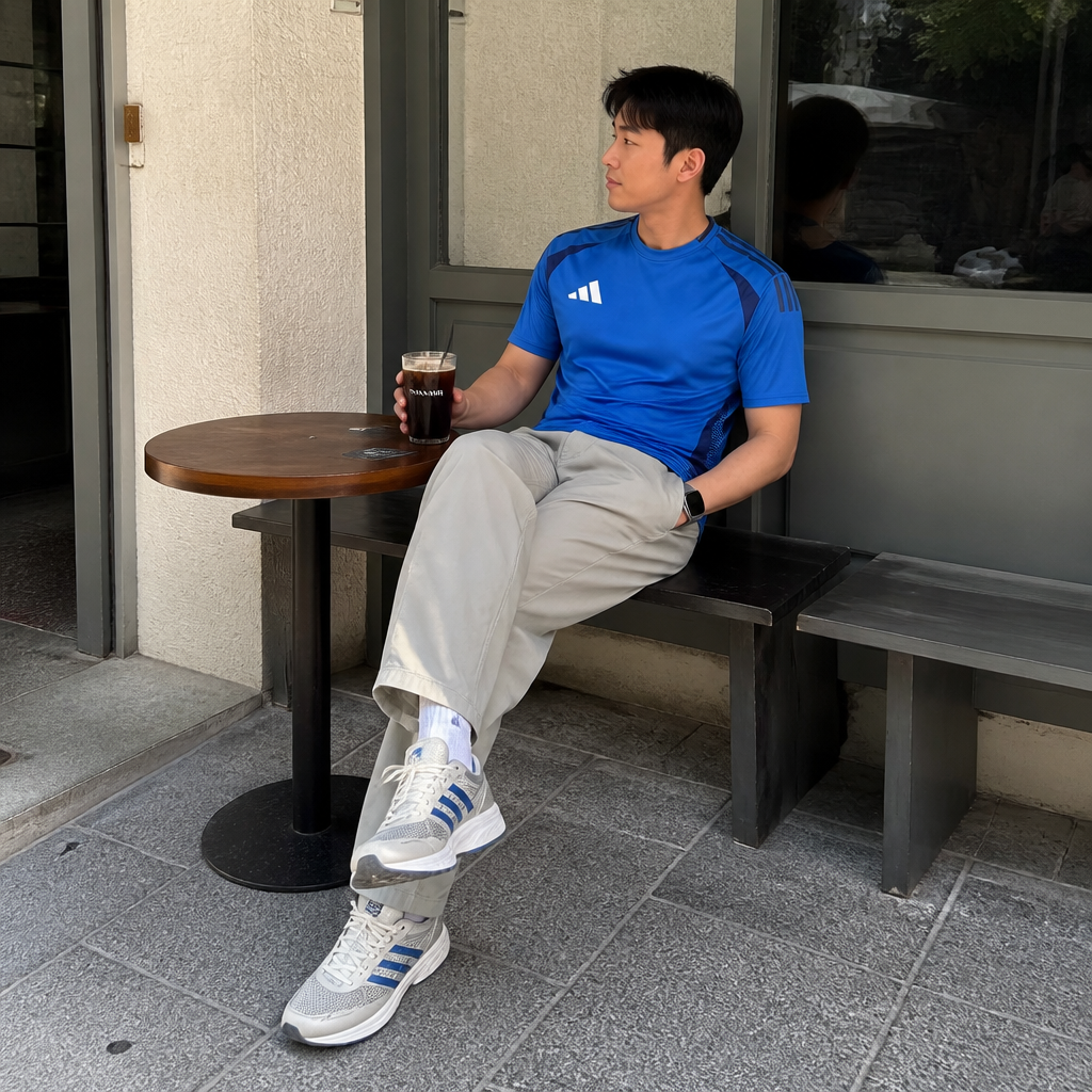 adidas 로얄 블루 테크라인 트레이닝 티셔츠