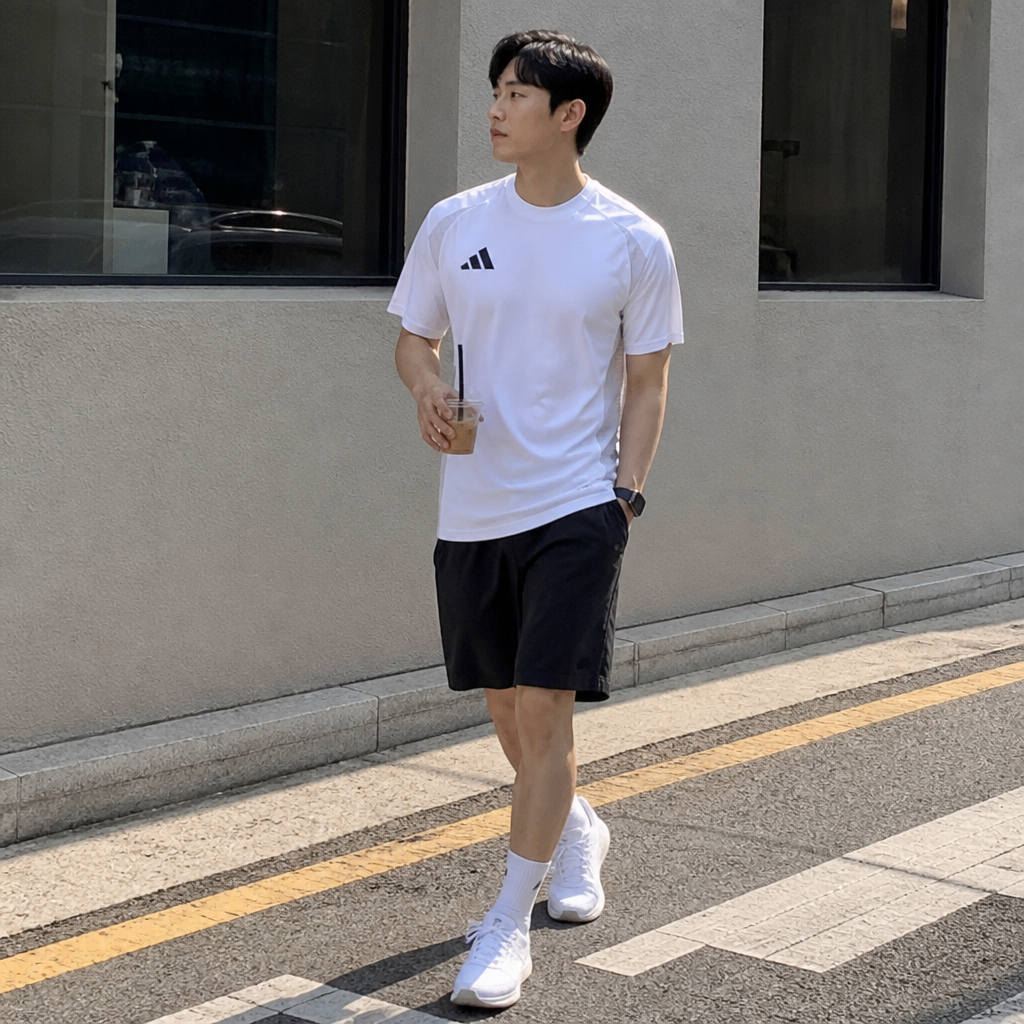 adidas 화이트 테크라인 트레이닝 티셔츠