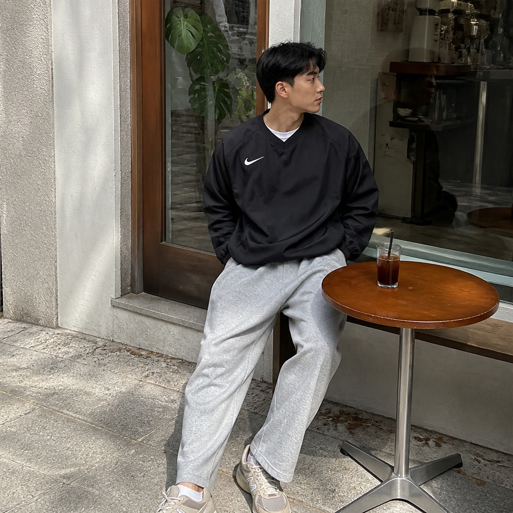 Nike 나이키 블랙 윈드 셋업 탑