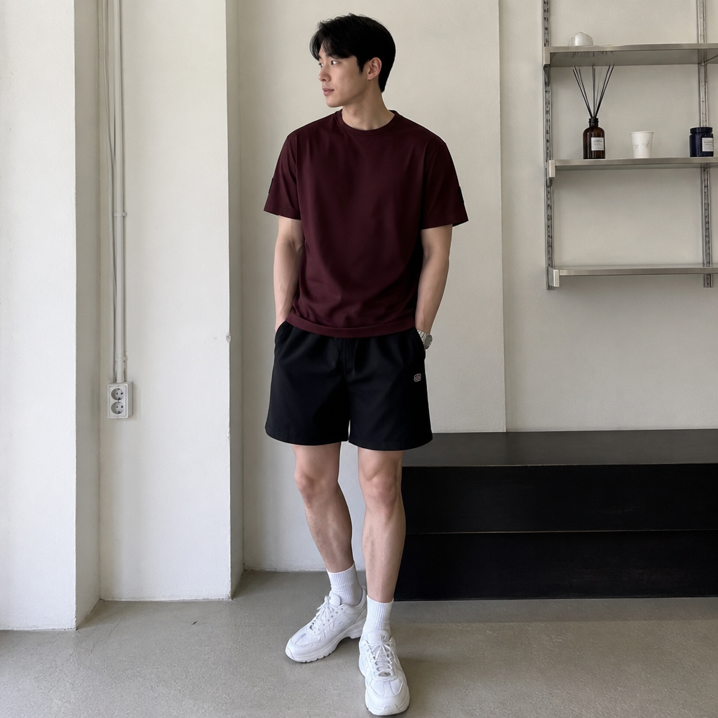 Calvin Klein Jeans 캘빈클라인 진스 버건디 슬리브 패치 티셔츠