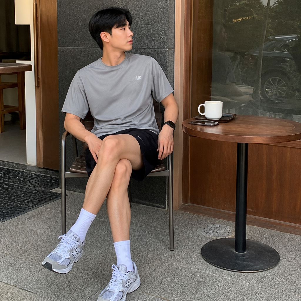 New Balance 그레이 액티브 드라이 러닝 티셔츠