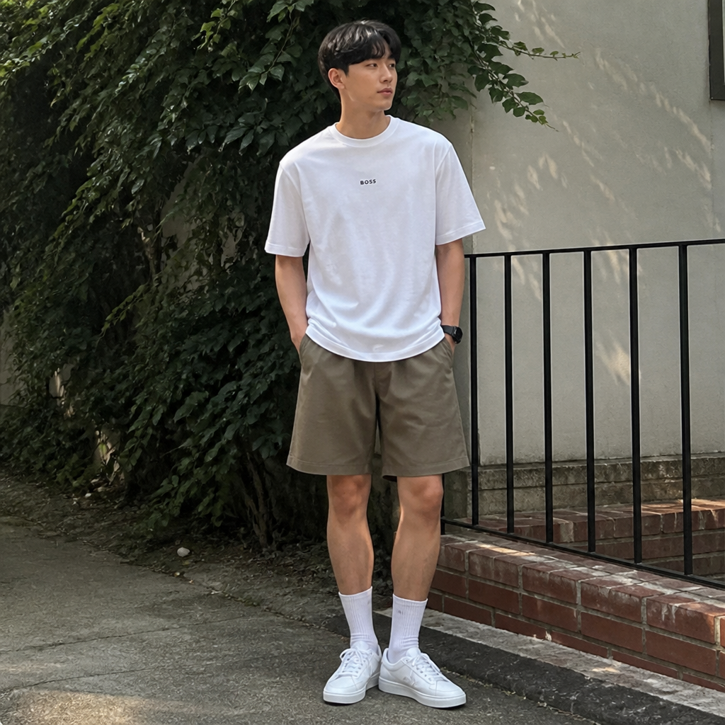 Boss 보스 오렌지 화이트 릴랙스 로고 티셔츠