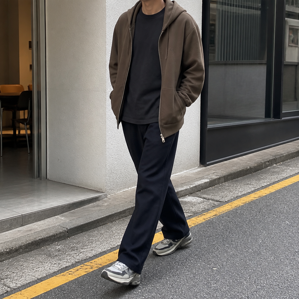 Boss 보스 차콜 브라운 후디드 집업