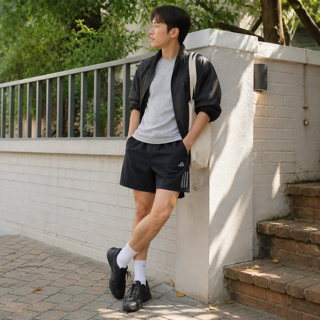 adidas 블랙 쓰리라인 퍼포먼스 쇼츠