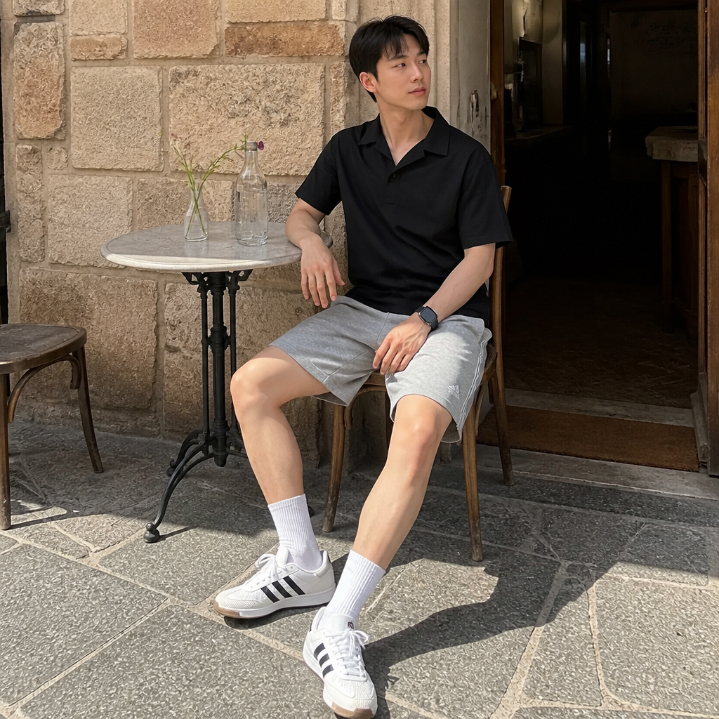 adidas 멜란지 그레이 저지 데일리 쇼츠