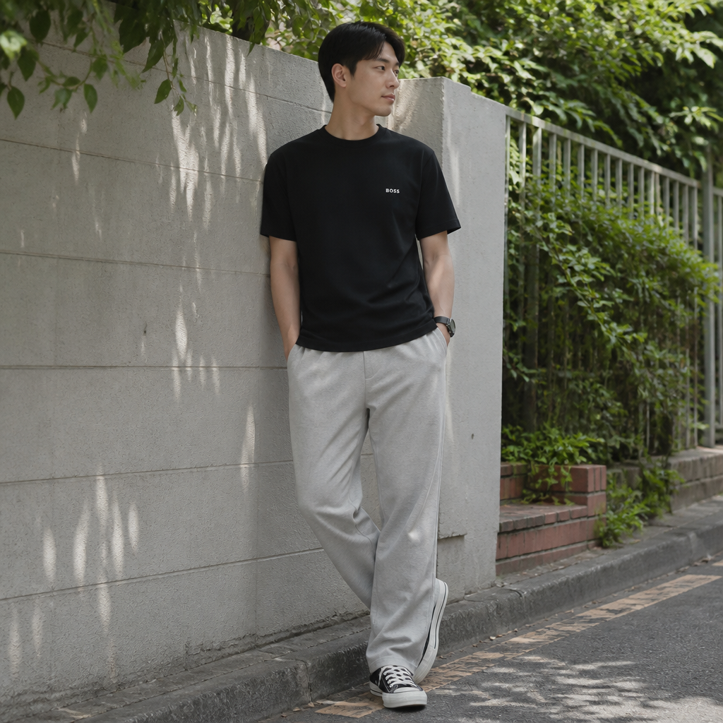 Boss 보스 블랙 로고 스트레치 티셔츠