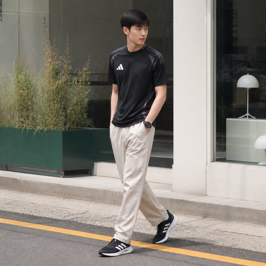 adidas 블랙 테크라인 트레이닝 티셔츠