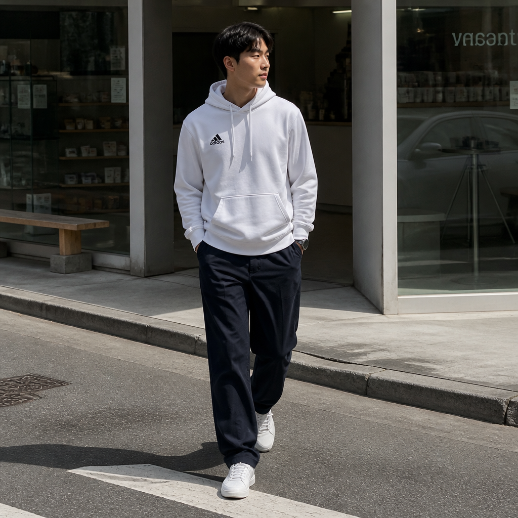 adidas 화이트 라인 데일리 후디