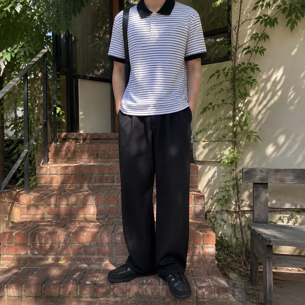adidas 블랙 미니로고 싱글 저지 티셔츠