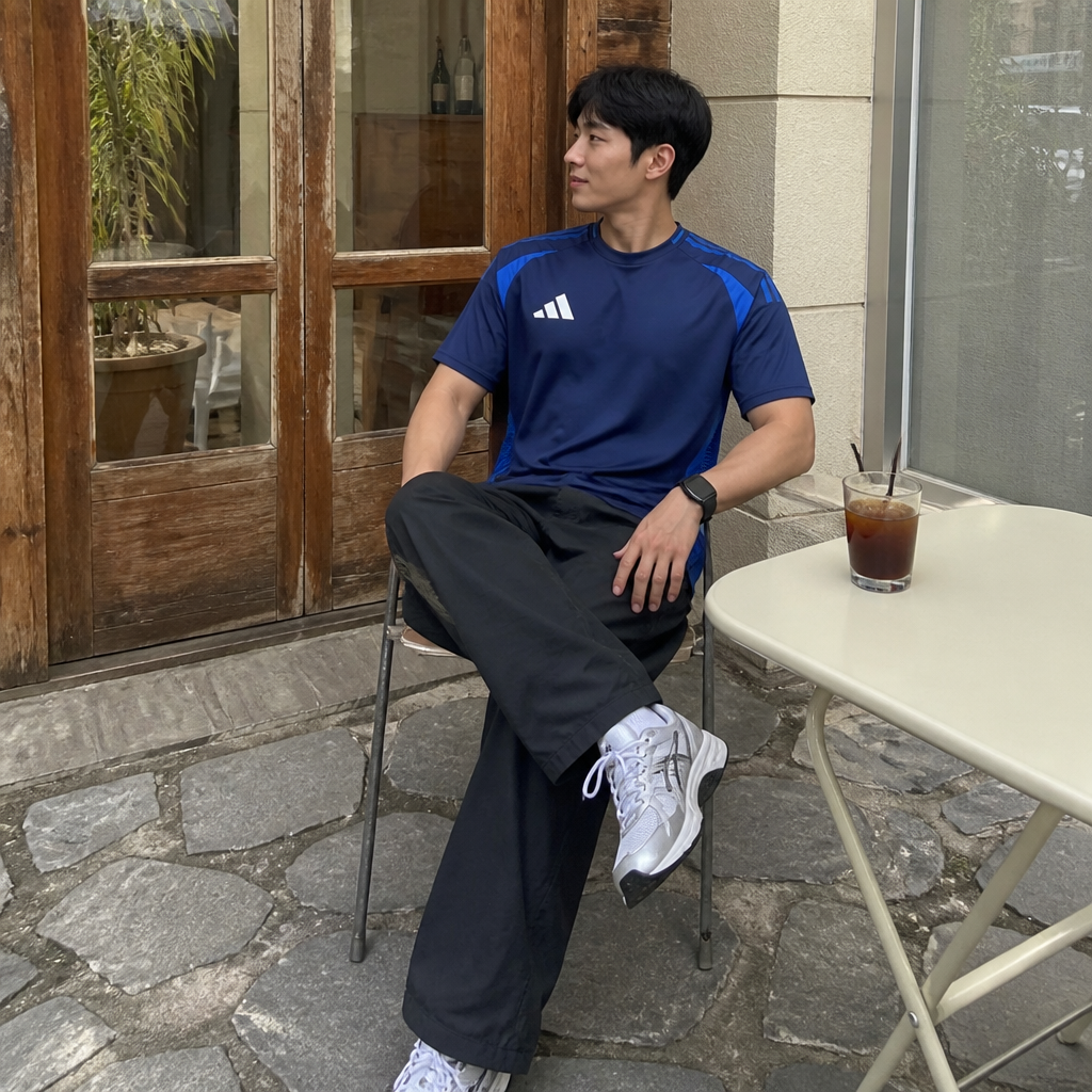 adidas 블루 퍼포먼스 라인 트레이닝 티셔츠
