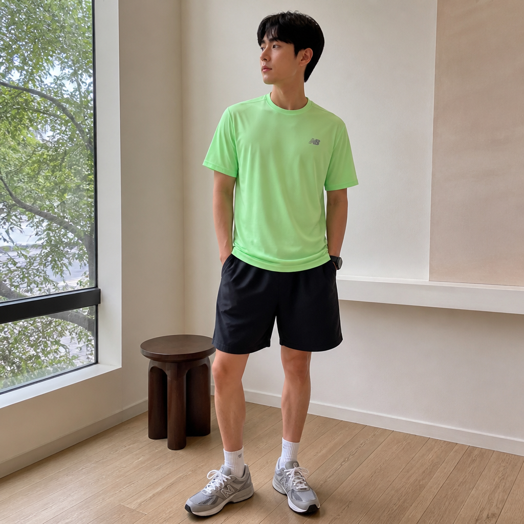 New Balance 민트 그린 드라이 트레이닝 탑
