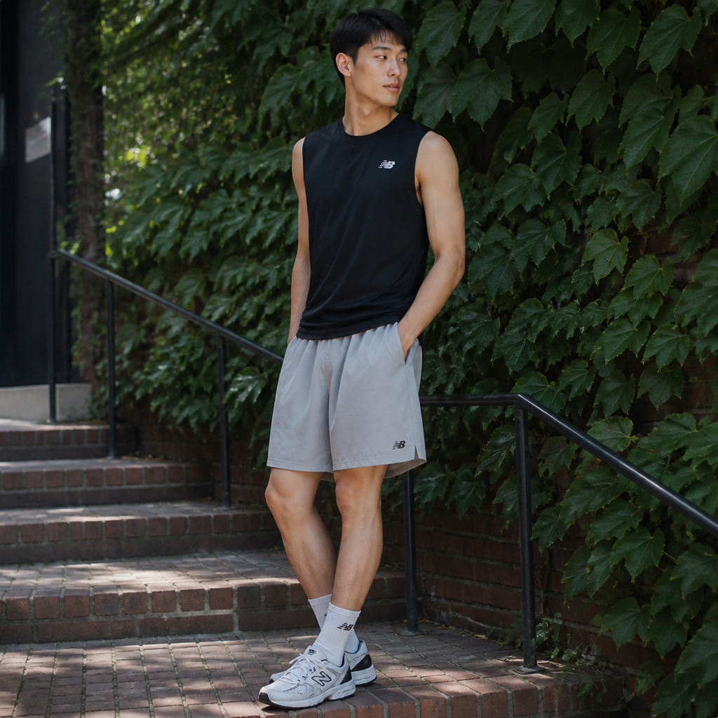 New Balance 블랙 액티브 슬리브리스 트레이닝 탑