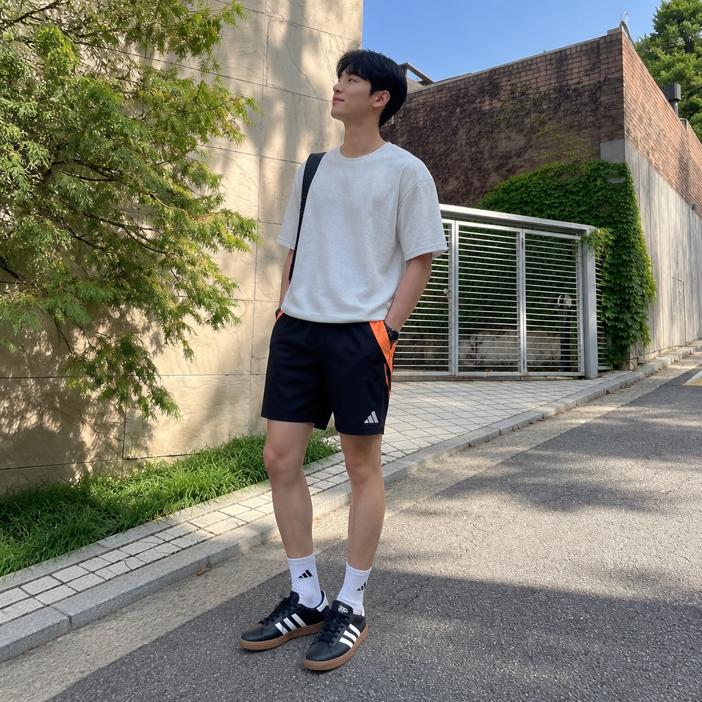 adidas 블랙 오렌지 매치 플레이 쇼츠