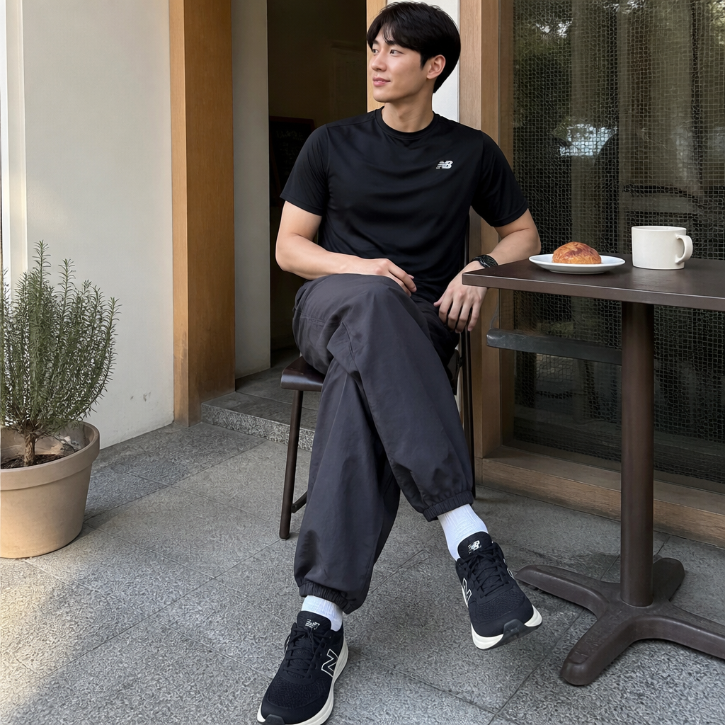 New Balance 블랙 액티브 드라이 러닝 티셔츠