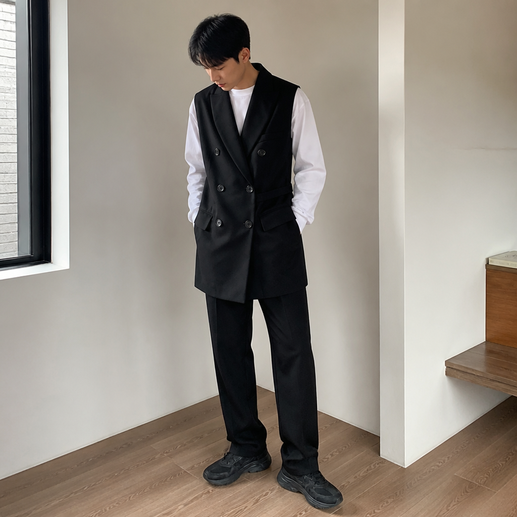Boss 보스 블랙 집업 롱 플리스 베스트