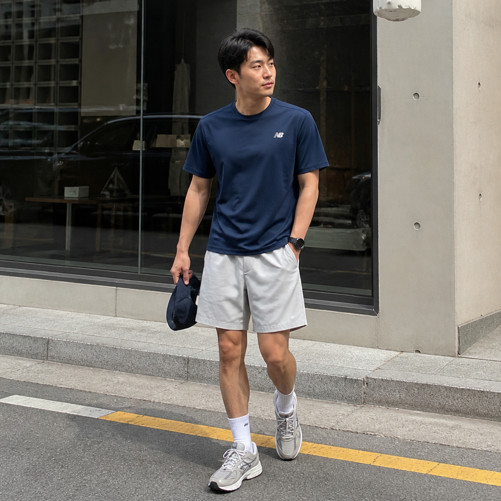 New Balance 네이비 액티브 드라이 러닝 티셔츠
