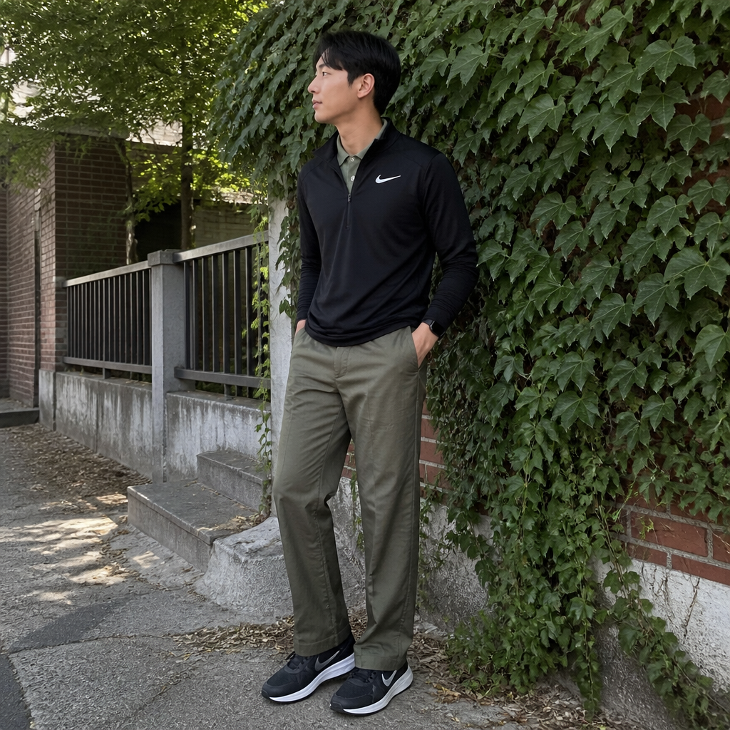 Nike 나이키 블랙 하프집 러닝 롱슬리브