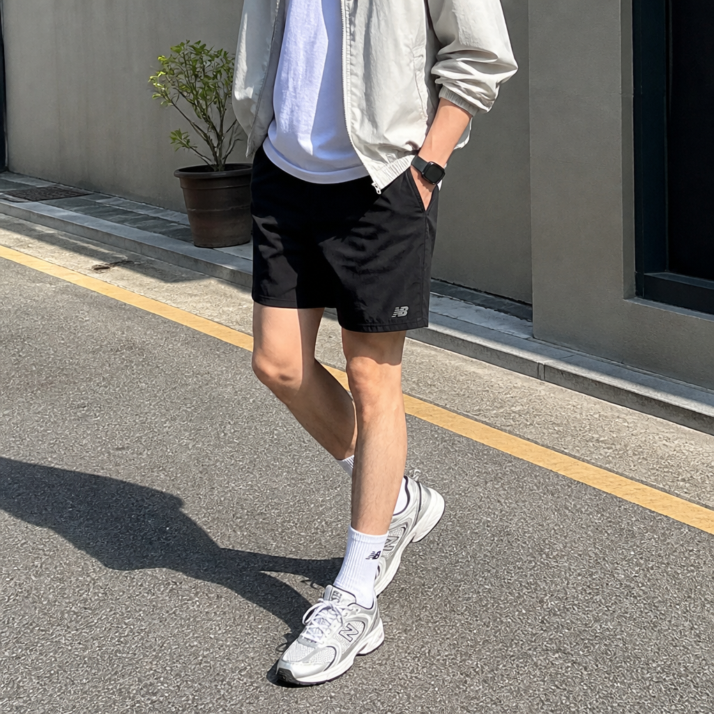 New Balance 블랙 레이어드 드라이 러닝 쇼츠