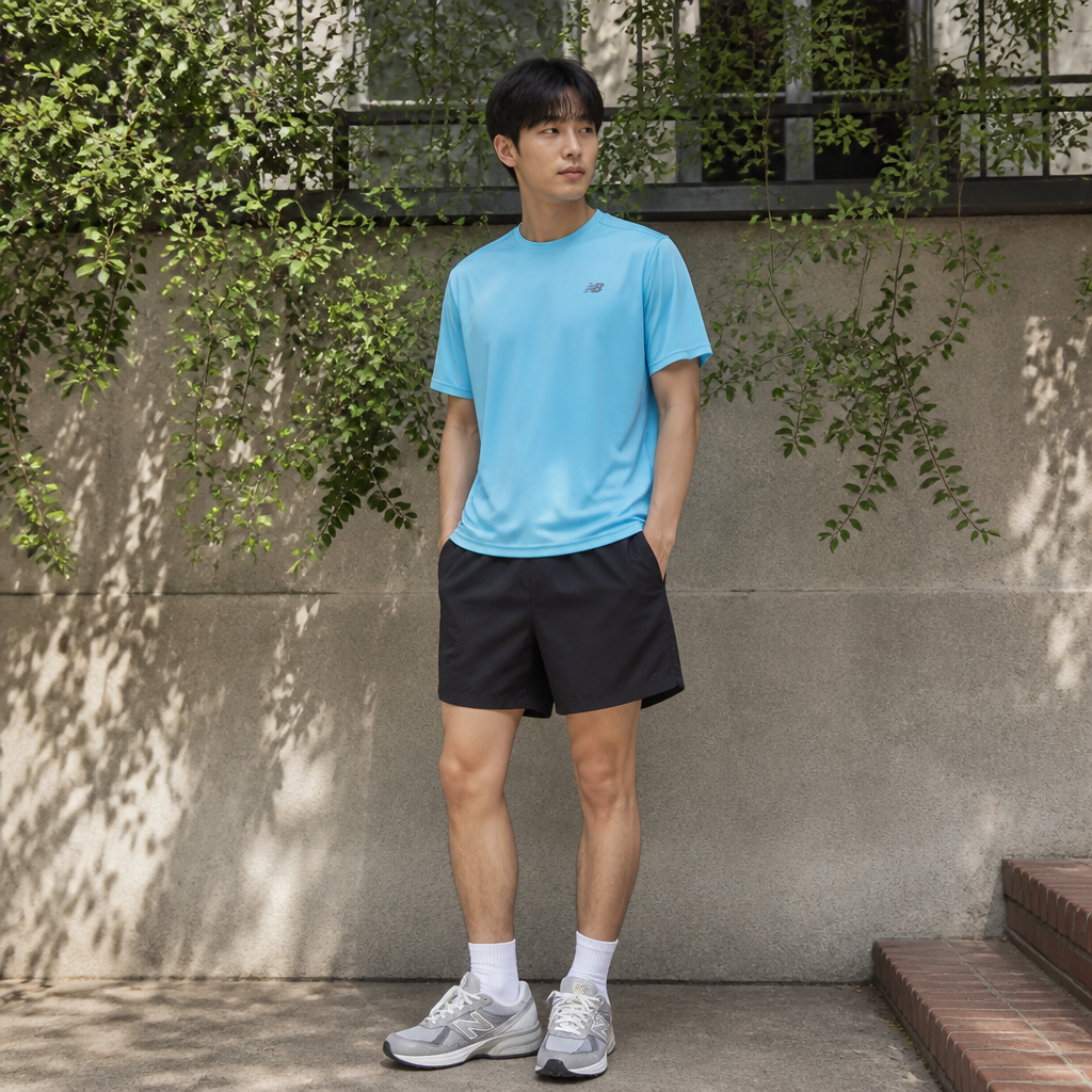 New Balance 스카이 블루 라이트 드라이 트레이닝 탑