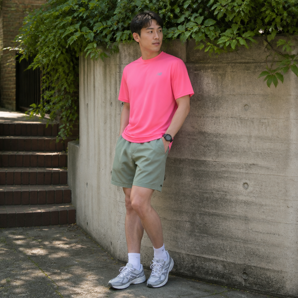 New Balance 네온 핑크 드라이 트레이닝 탑